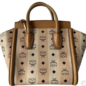 MCM Beige and Brown Satchel